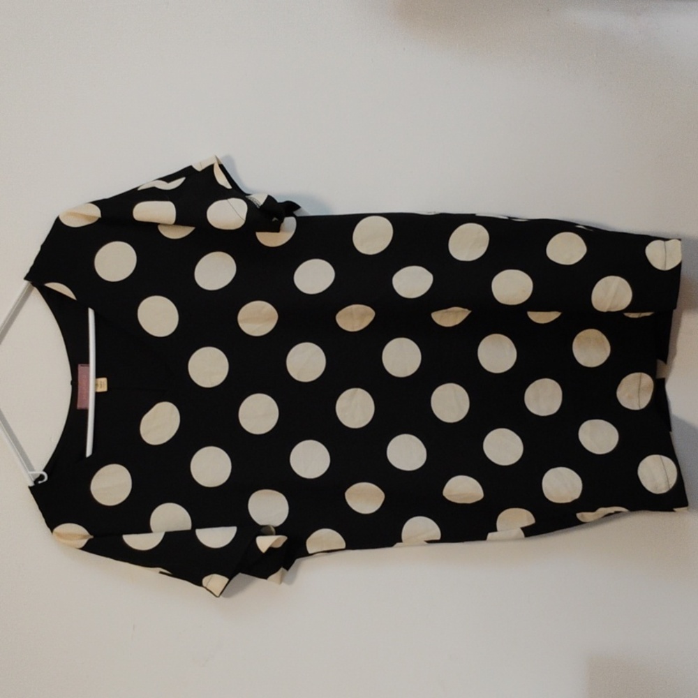 Harper | Black + White Retro Polkadot Short-Sleeve Mini Dress | Women's S